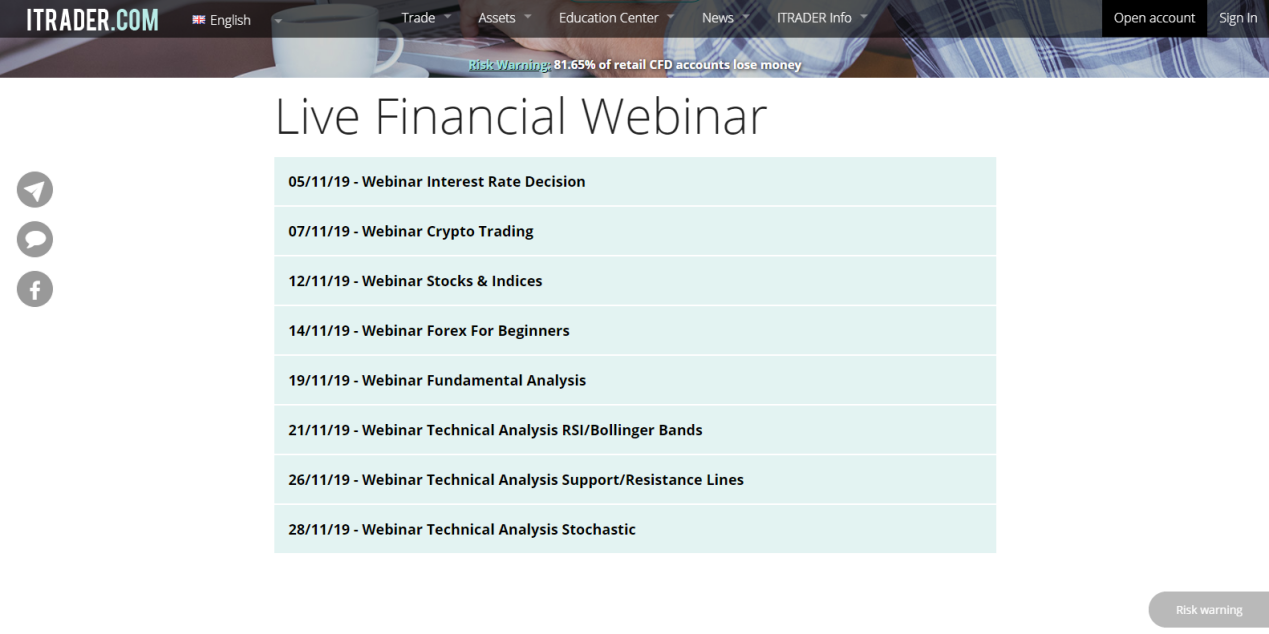 ITRADER live webinar ITRADER live webinar